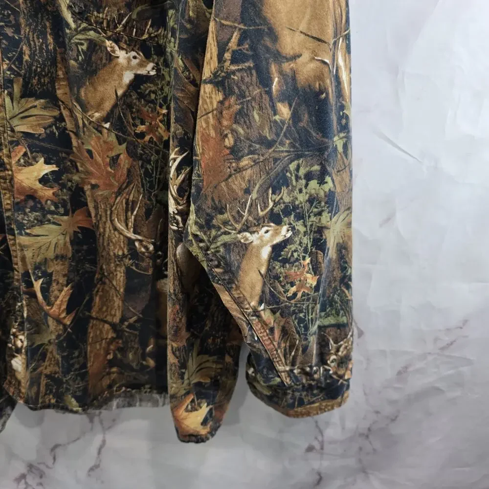 Magellan Shirt Mens XXL Button Up Deer Print Long Sleeve Nature Camo Hunting